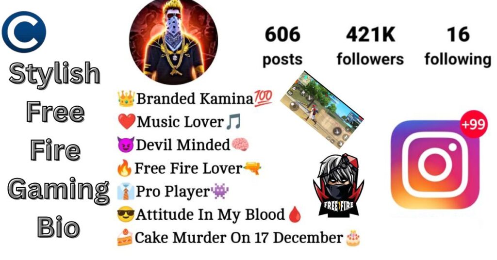 Stylish Free Fire Gaming Bio For Instagram